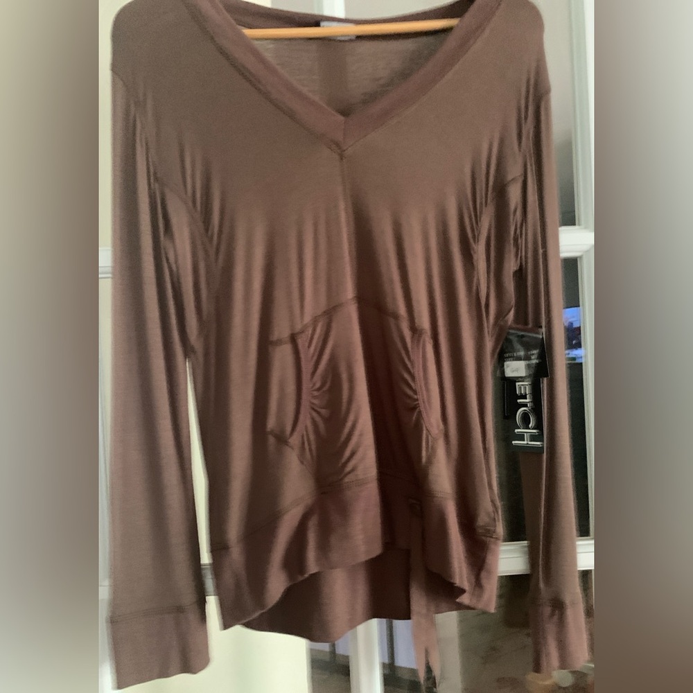 Women's Brown V-Neck Top